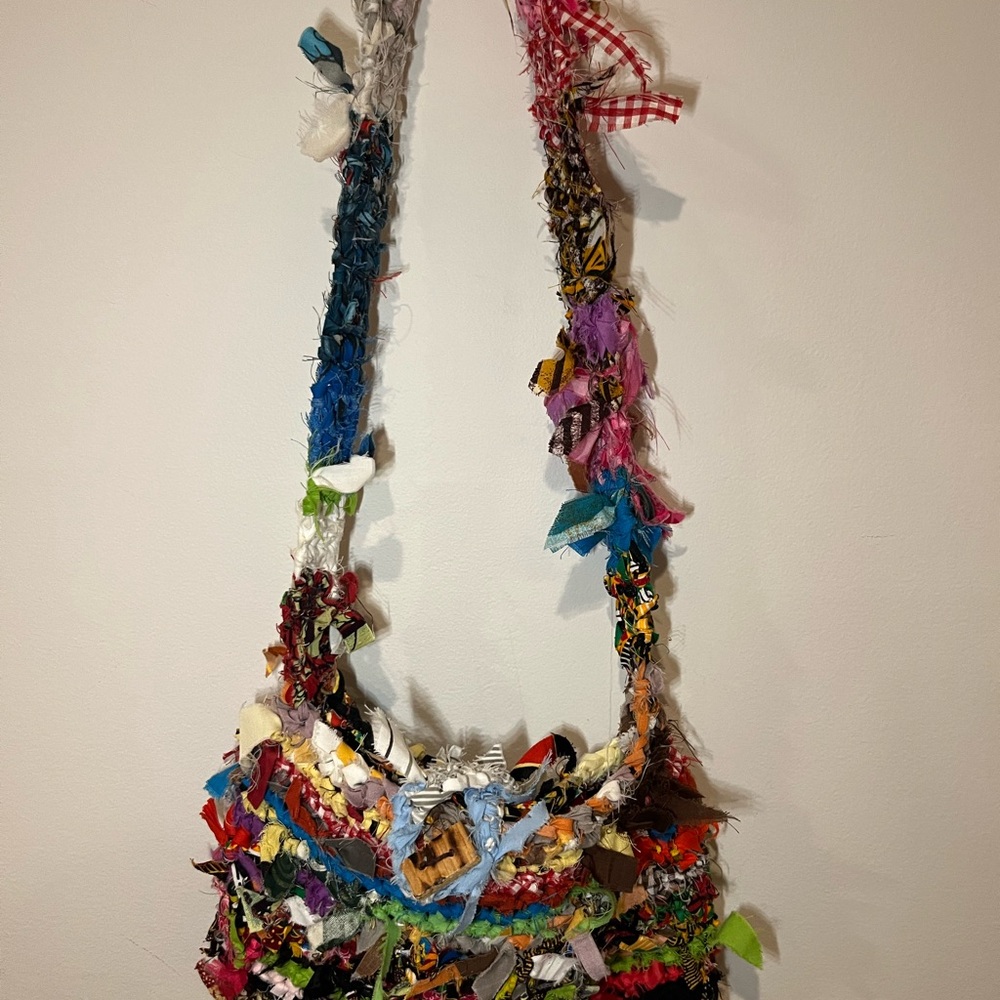 Colorful Rag Shoulder Bag Wearable Art - Picture 3 of 4